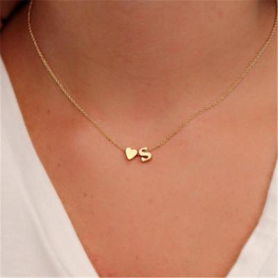 Mode kleine sierlijk hart initiële ketting gepersonaliseerde brief ketting letter S (goud)