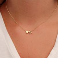 Mode kleine sierlijk hart initiële ketting gepersonaliseerde brief ketting letter S (goud) - thumbnail