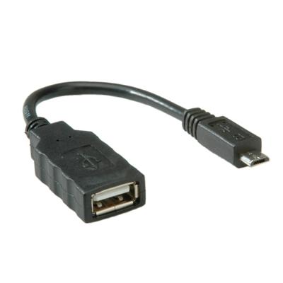 ROLINE USB 2.0 Kabel, USB A Female - Micro USB B Male, OTG, 0,15 m