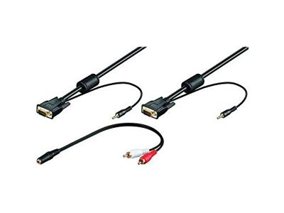 Goobay 93969 Full HD SVGA-monitorkabel met audiokabel, 3 m lengte