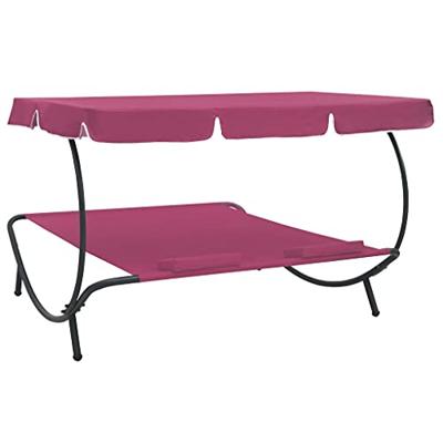Loungebed met luifel en kussens roze Loungebed met luifel en kussens roze