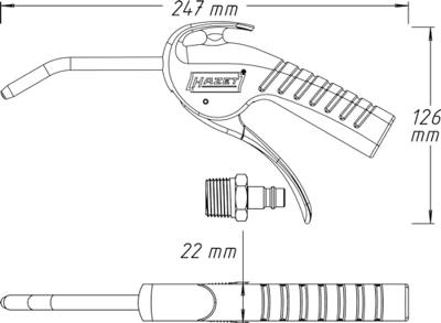 HAZET uitblaaspistool 9040p-1 air blow guns 100mm . - thumbnail