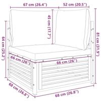 Tuinhoekbank met kussens massief acaciahout - thumbnail