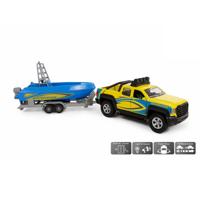 Kids Globe terreinwagen met trailer en boot, 29cm - thumbnail