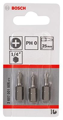 Bosch Accessories 2607001506 Kruis-bit PH 0 Extra hard C 6.3 3 stuk(s) - thumbnail