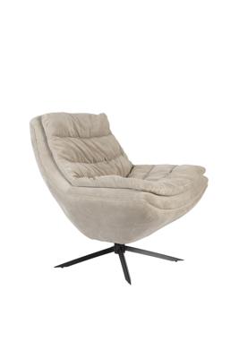 Dutchbone Draaifauteuil 'Vince' Rib, kleur Beige Dutchbone Draaifauteuil 'Vince' Rib, kleur Beige