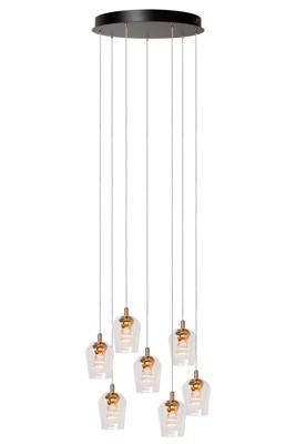 Lucide BERLIANE - Hanglamp - Ø 39 cm - LED Dimb. - 7x4W 2700K - Met vervangbare LED-module - Transparant - Essential