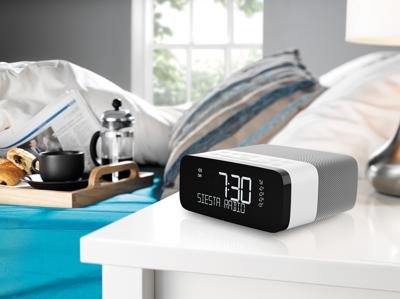 Pure P147504 Siesta Rise Bluetooth wekker (digitale radio, DAB en FM-wekker, Bluetooth, USB, AUX, Sleep-Timer, wekfunctie, CrystalVue Display, 20 zenderopslaglocaties), Wit