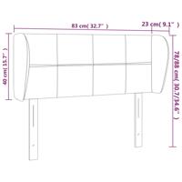 Hoofdbord met randen 83x23x118/128 cm fluweel donkergrijs - thumbnail