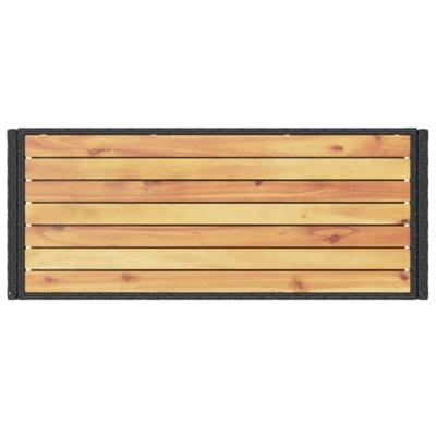 Bartrolley 3-laags poly rattan en massief acaciahout zwart