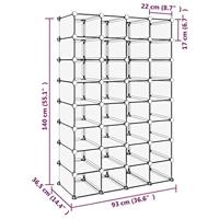 Schoenenrek 93x36,5x140 cm polypropeen transparant - thumbnail