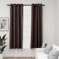 VidaXL Gordijnen linnen-look verduisterend ogen 2 st 140x175 cm taupe - thumbnail
