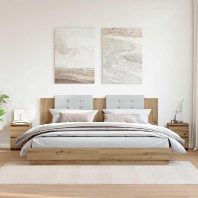 Nachtkastjes 2 st 30x30x40cm bewerkt hout artisanaal eikenkleur