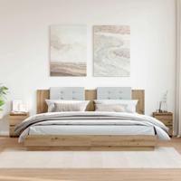 Nachtkastjes 2 st 30x30x40cm bewerkt hout artisanaal eikenkleur - thumbnail