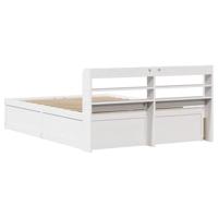Bedframe met hoofdbord massief grenenhout wit 120x190 cm - thumbnail