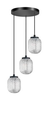 ETH Ronde hanglampKristel 3-lichts zwart - 05-HL4590-30