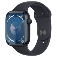 Apple Watch Series 9 (GPS 45 mm) Smartwatch - Kast van middernacht aluminium - Middernacht sportbandje M/L. Conditie bijhouden, Saturatie-app en Ecg-app, Always-on Retina-display, waterbestendig - thumbnail