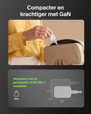 Belkin 2-Poorts USB C Oplader 50W, GaN Oplader met 2 USB-C Poorten, voor het Snel Opladen van o.a. MacBook, iPhone 17, iPad Pro, Chromebook, Galaxy S25 Ultra en Pixel 10 - Reisaccessoires - Wit Belkin 2-Poorts USB C Oplader 50W, GaN Oplader met 2 USB-C Poorten, voor het Snel Opladen van o.a. MacBook, iPhone 17, iPad Pro, Chromebook, Galaxy S25 Ultra en Pixel 10 - Reisaccessoires - Wit