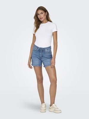 Only Onlgianna Mw Belted Shorts Azg Dnm Noos Korte Broeken Medium Blue Denim