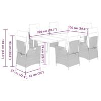 7-delige Tuinset met kussens poly rattan bruin - thumbnail