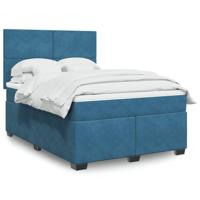 Boxspring met matras fluweel blauw 160x200 cm - thumbnail