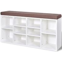 vidaXL Schoenenbank met 10 vakken wit - thumbnail