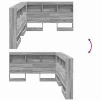 Opberghoofdbord met plank Grijs sonoma 120 cm Bewerkt hout - thumbnail