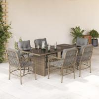 7-delige Tuinset met kussens poly rattan gemengd beige - thumbnail
