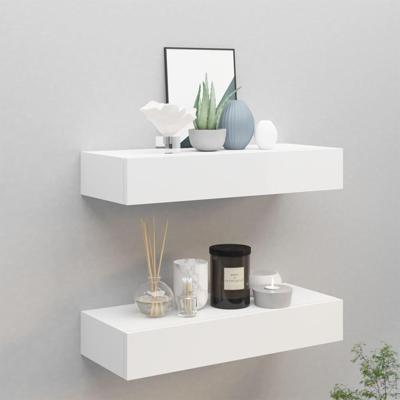 Wandschappen 2 st met lade 60x23,5x10 cm MDF wit