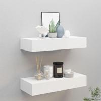 Wandschappen 2 st met lade 60x23,5x10 cm MDF wit - thumbnail