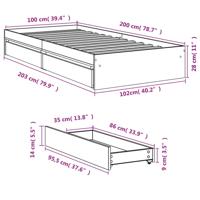 Bedframe met lades bewerkt hout bruin eikenkleurig 100x200 cm - thumbnail