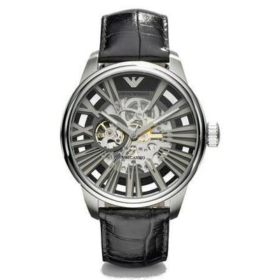 Emporio Armani Heren Meccanico zwart skelethorloge AR4629