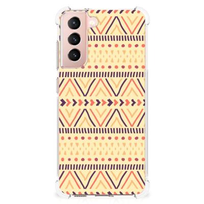 Samsung Galaxy S21 FE Doorzichtige Silicone Hoesje Aztec Yellow Samsung Galaxy S21 FE Doorzichtige Silicone Hoesje Aztec Yellow