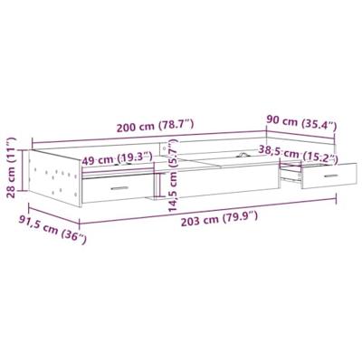 Opbergbedframe met hoofdeinde Oud Hout 90 x 200 cm Bewerkt hout