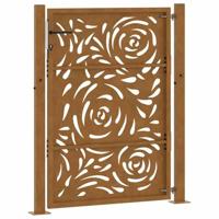 Poort met vlamontwerp 105x130 cm weervast staal - thumbnail