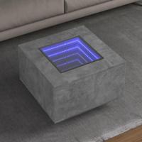 Salontafel met LED 60x60x40 cm bewerkt hout betongrijs - thumbnail