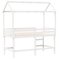 Halfhoogslaper met ladder en bedhuis grenenhout wit 90x200 cm - thumbnail