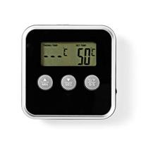 Nedis Vleesthermometer | Alarm / Timer | LCD-Scherm | 0-250 °C | Zilver / Zwart | 1 stuks - KATH105BK KATH105BK - thumbnail