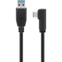 Goobay 66502 USB 3.0 naar USB C kabel 1,5 m / 15 W mobiele telefoon kabel / 90 graden USB C hoekstekker/oplaadkabel 5 Gbits SuperSpeed/USB Type C mobiele telefoon Samsung Sony/zwart / 1,5 meter - thumbnail