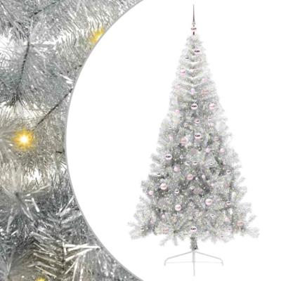VidaXL Kunstmatig voorverlicht kerstboom met 300 led zilver 240 cm pet