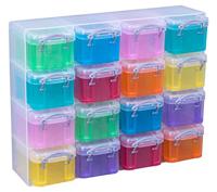 Really Useful Box transparante muurkubus met 16 gekleurde opbergdozen van 0,14 liter - thumbnail