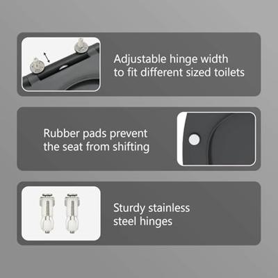 VidaXL Toiletzitting antraciet 47 x 37,5 x 3,8 cm duroplast