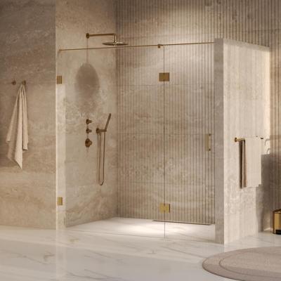 Brauer Void - Nisdeur - 2-Delig - Helder Glas - 200 x 200 cm - Omkeerbaar - met Draaideur 70 cm - Aan Glas - incl. Glascoating - PVD Goud