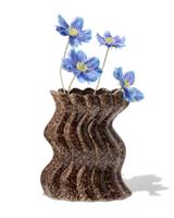 HEMA Vaas 23cm keramiek ribbel swirl bruin (donkerbruin) - thumbnail