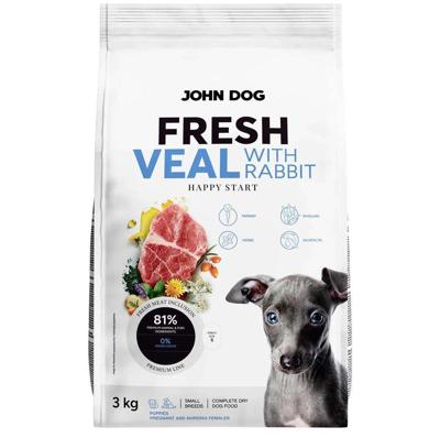 JOHN DOG Fresh Junior Small breeds Veal with rabbit - droog hondenvoer - 3kg