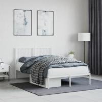 Bedframe met hoofdbord metaal wit 120x200 cm - thumbnail