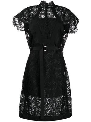 Sacai lace detail midi dress - Black