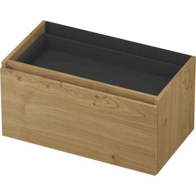 INK - Onderkast 1L met Binnenlade Greeploos Houten Keerlijst Fineer Zonder Sifonuitsparing in Binnenlade - 800x450x400 Mm - Natur Fineer