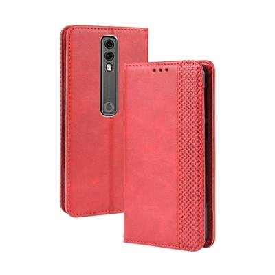 Magnetische gesp retro Crazy Horse textuur horizontale Flip lederen case voor Vodafone Smart V10 (VFD730) met houder & card slots & fotolijst (rood)