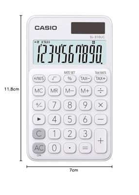Casio SL-310UC Zakrekenmachine Wit Aantal displayposities: 10 werkt op zonne-energie, werkt op batterijen (b x h x d) 70 x 8 x 118 mm Casio SL-310UC Zakrekenmachine Wit Aantal displayposities: 10 werkt op zonne-energie, werkt op batterijen (b x h x d) 70 x 8 x 118 mm